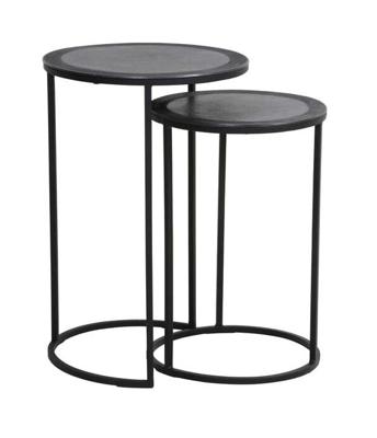 Light & Living Bijzettafel 'Talca' Set van 2 stuks, 35/40cm, kleur Antiek Lood