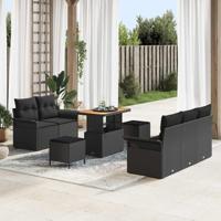 Tuinbankenset met kussen 8 pcs Zwart poly rattan - thumbnail