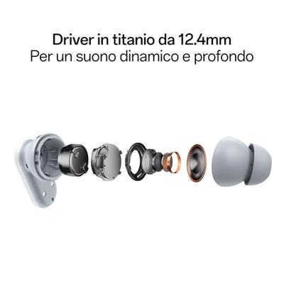 OPPO Enco Buds2 Pro True Wireless, Autonomie 38h, Driver 12.4mm, Bluetooth 5.3, Bereik 10 m, Touch-Controle, IA, Android en iOS, IP55, [Italiaanse versie], zwart