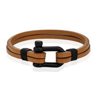 Mendes Dubbele Lederen Band - D-Shackle Camel-19cm - thumbnail