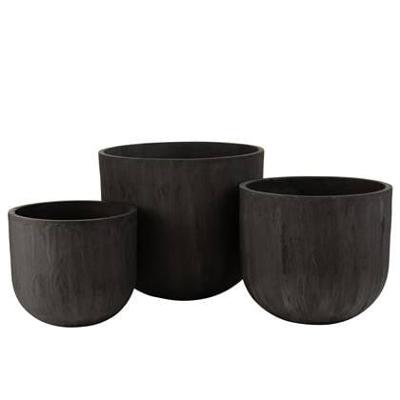 J-Line Bloempot Keramiek Hoog Zwart Set van 3 J-Line Bloempot Keramiek Hoog Zwart Set van 3