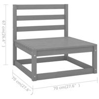 2-delige Loungeset met kussens massief grenenhout grijs - thumbnail