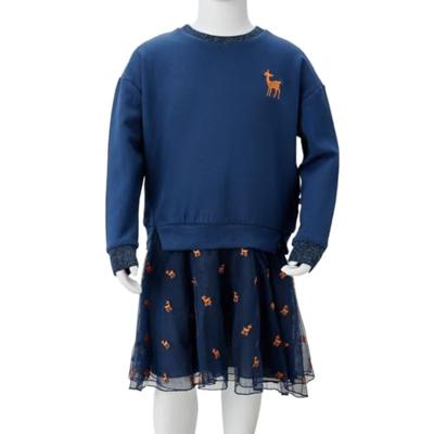 Kinderjurk met lange mouwen 116 marineblauw - thumbnail