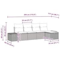Tuinbankenset met kussen 6 pcs Grijs poly rattan - thumbnail