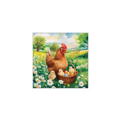 Servetten 33cm Easter chicks in meadow