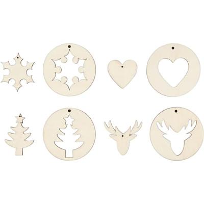 Creativ Company Houten kersthangers 2in1, 8st. Creativ Company Houten kersthangers 2in1, 8st.
