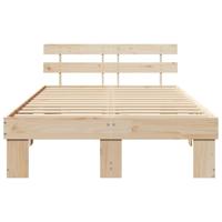 Bedframe met hoofdeinde Bruin 140 x 190 cm Massief grenenhout - thumbnail