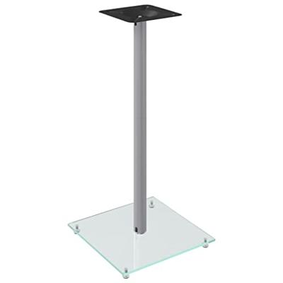 Luidsprekerstandaards 2 st 1 pijler gehard glas zilverkleurig - thumbnail