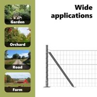 VidaXL Hek met paal grijs 0,6 x 25 m staal en pvc - thumbnail