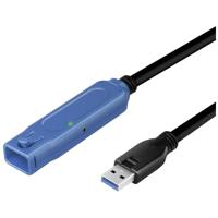 LogiLink UA0177 USB-kabel USB 3.2 Gen1 USB-A bus, USB-A stekker 10.00 m Zwart, Blauw Actief met signaalversterking - thumbnail
