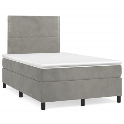 Boxspring met matras fluweel lichtgrijs 140x190 cm - thumbnail