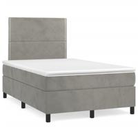 Boxspring met matras fluweel lichtgrijs 140x200 cm - thumbnail