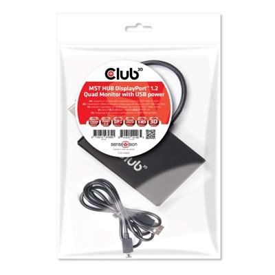 CLUB3D Multi Stream Transport (MST) Hub DisplayPort© 1.2 Quad Monitor USB Powered CLUB3D Multi Stream Transport (MST) Hub DisplayPort© 1.2 Quad Monitor USB Powered