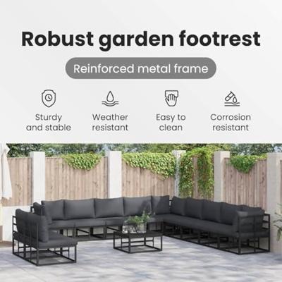 Tuinbankenset met kussen 11 pcs Zwart Aluminium