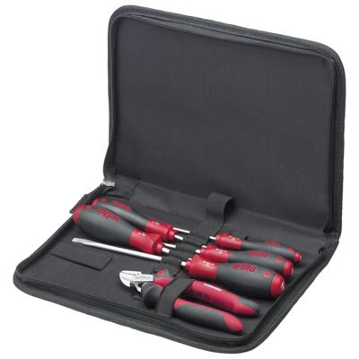 Wiha gereedschapset monteur, 7-delig gereedschapsset (zwart/rood, incl. gereedschapsetui )
