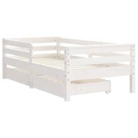 Kinderbedframe met lades 70x140 cm massief grenenhout wit - thumbnail