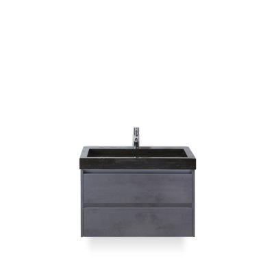 Dante Badmeubelset 80 cm - Beton Antraciet - Wastafel Hardsteen Wit Lucca