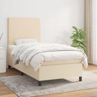 Boxspring met matras stof crèmekleurig 90x190 cm - thumbnail