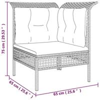 4-delige Loungeset met kussens poly rattan grijs - thumbnail