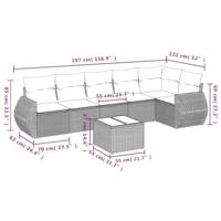 7-delige Loungeset met kussens poly rattan lichtgrijs - thumbnail