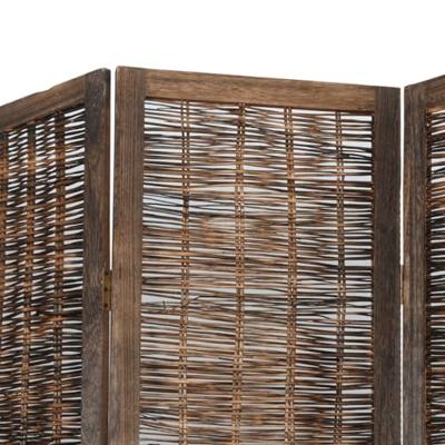 Kamerscherm met 4 panelen massief paulowniahout donkerbruin