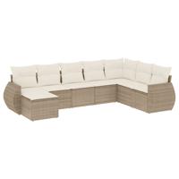 8-delige Loungeset met kussens poly rattan beige - thumbnail