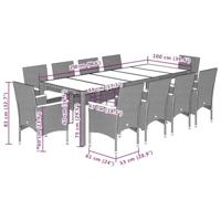 11-delige Tuinset met kussens poly rattan en glas grijs - thumbnail