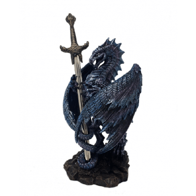 Beeld Draak Blauw Paars met Briefopener Handgeschilderd (20 cm)