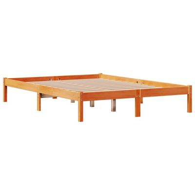 Bedframe met hoofdbord massief grenenhout wasbruin 135x190 cm