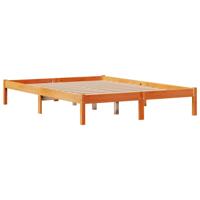 Bedframe met hoofdbord massief grenenhout wasbruin 140x190 cm - thumbnail