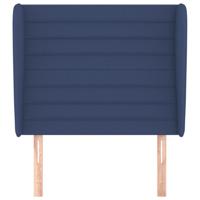 Hoofdbord met randen 163x23x118/128 cm stof blauw - thumbnail