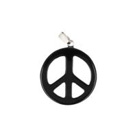 Edelstenen Hanger Vredesteken Obsidiaan Zwart - thumbnail