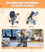 Combi-poppenwagen Mika - Melange Navy Grijs - thumbnail