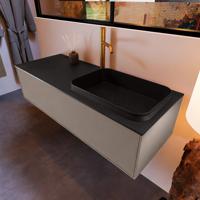 Badkamermeubelset Mondiaz Erin 120 cm met 1 Lade met RIDGE Wastafel Rechts Urban met 1 kraangat Greeploos Mat Smoke - thumbnail