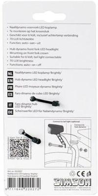 Simson Voorlicht brightly naafdynamo led 70 lux zwart