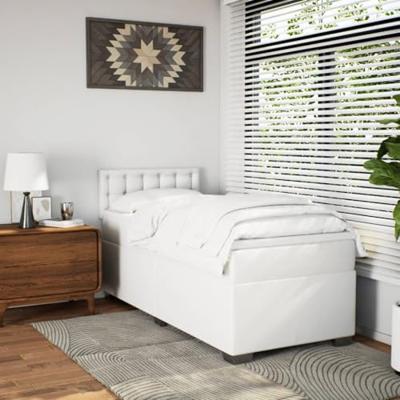 Boxspring met matras kunstleer wit 90x200 cm - thumbnail