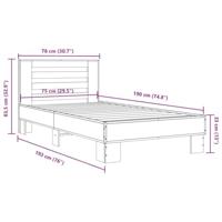 Bedframe bewerkt hout en metaal sonoma eikenkleurig 75x190 cm - thumbnail
