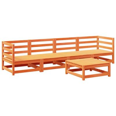 5-delige Loungeset massief grenenhout wasbruin