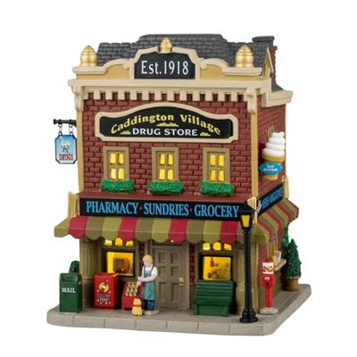 Lemax caddington village drug store verlicht kersthuisje Caddington Village 2024