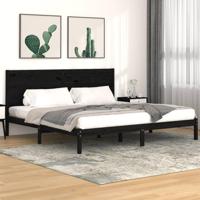 Bedframe massief grenenhout zwart 200x200 cm - thumbnail