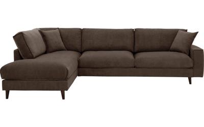 Goossens Bank Jonas grijs, stof, 3,5-zits, urban industrieel met ligelement links