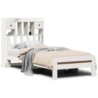 Bed met boekenkast zonder matras grenenhout wit 140x190 cm - thumbnail