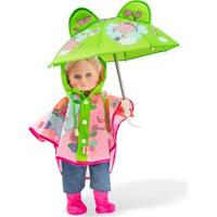 Heless Poppen regenkleding met paraplu 28 35 cm roze/groen - thumbnail