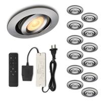 Set LED-inbouwspot met afstandsbediening Piccolo zilver 3W dimbaar IP44 1-12 stuks - thumbnail
