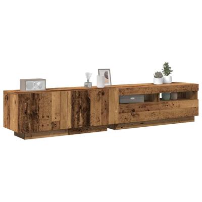 Tv-meubel met LED 200x35x40 cm bewerkt hout oud hout
