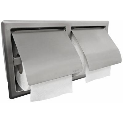 Wiesbaden Sunk Dubbele Inbouw Toiletrolhouder met Klep - RVS