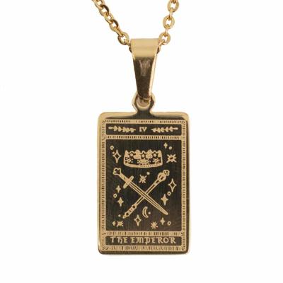 Amulet Staal Goudkleurig Tarot 'De Keizer' - 20 mm