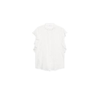 Mango blouse met ruches naturel wit Mango blouse met ruches naturel wit