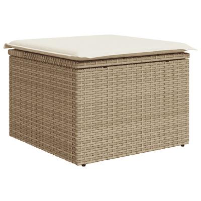 5-delige Loungeset met kussens poly rattan beige - thumbnail