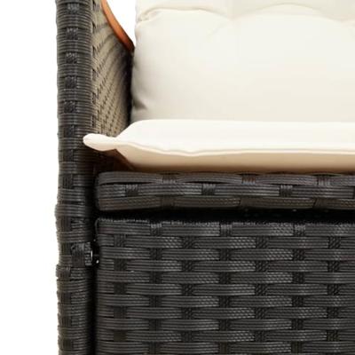 3-delige Bistroset met kussens poly rattan zwart - thumbnail